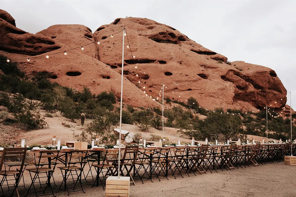 Banquet table outside for corporate event