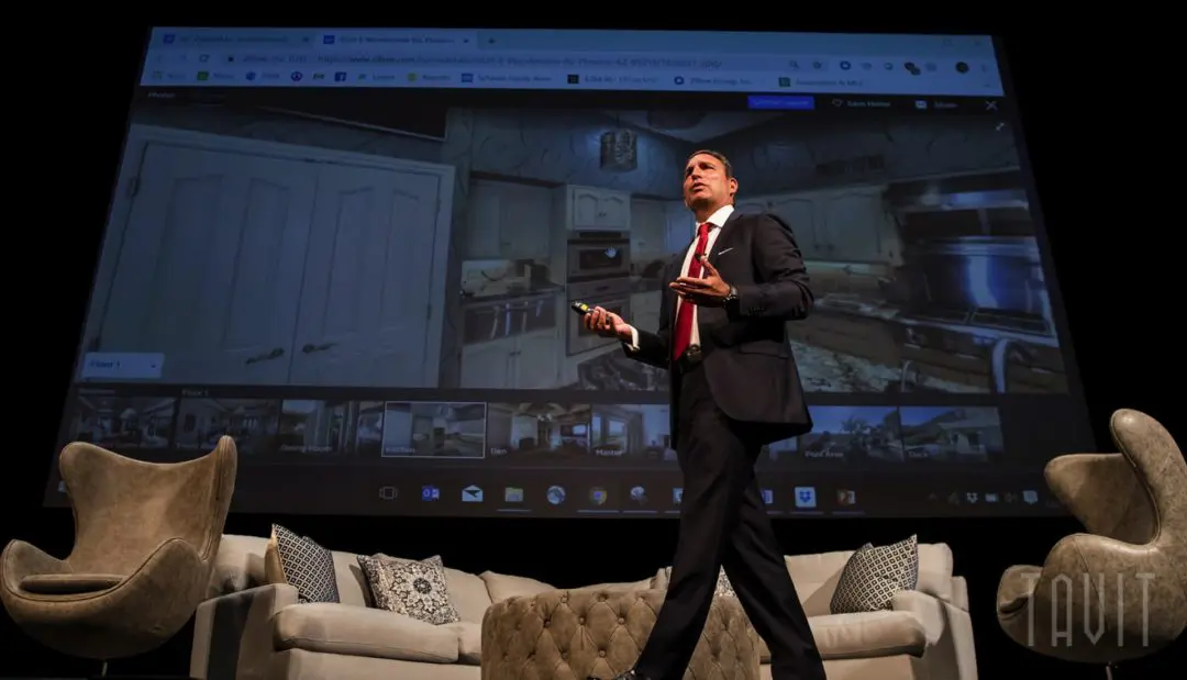 Business man speaking at corporate event