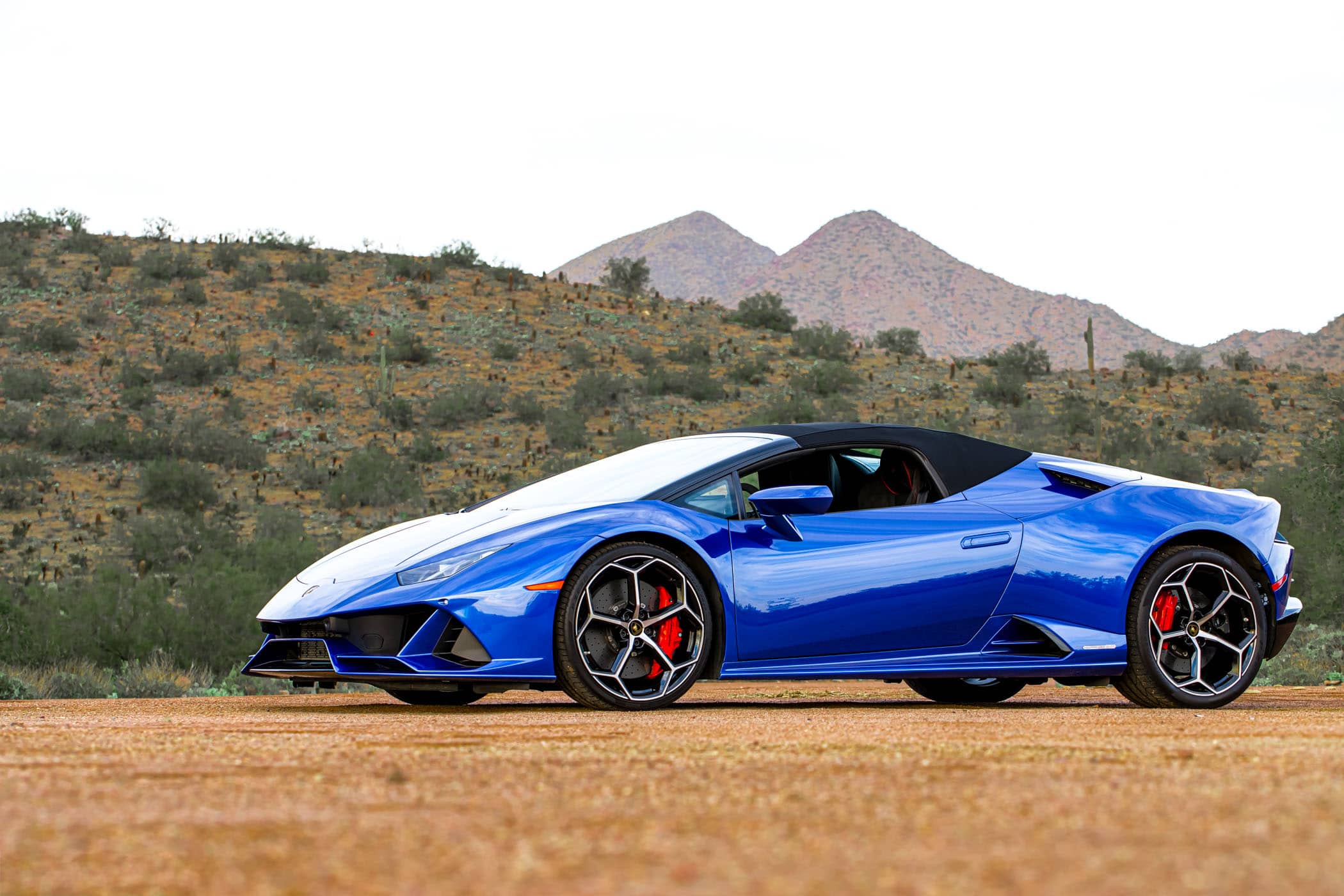 Lamborghini side view in desert