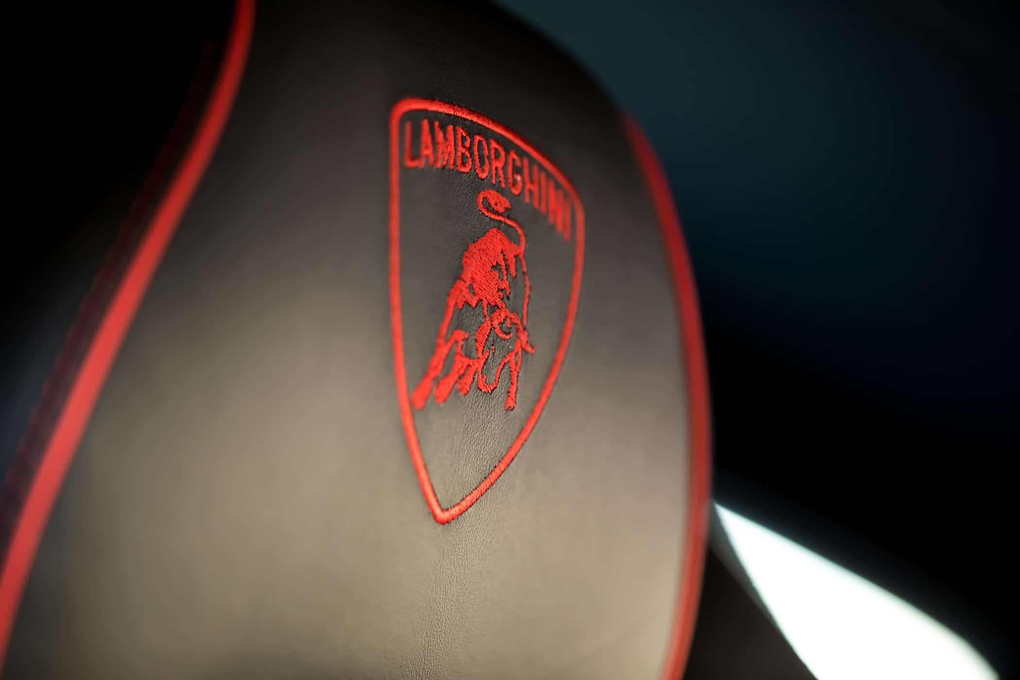 Lamborghini logo stitching on seat
