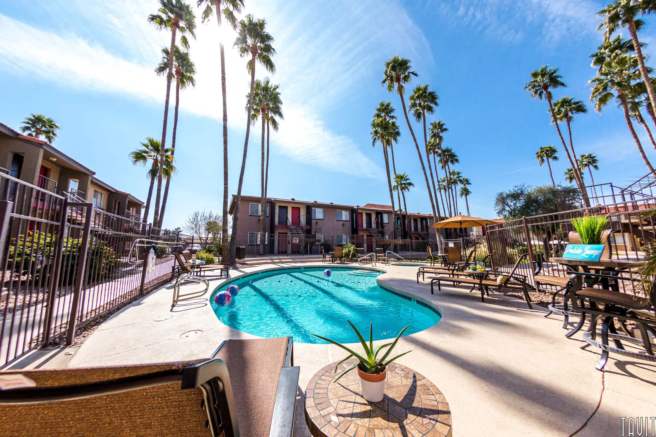 Apartment fenced pool area