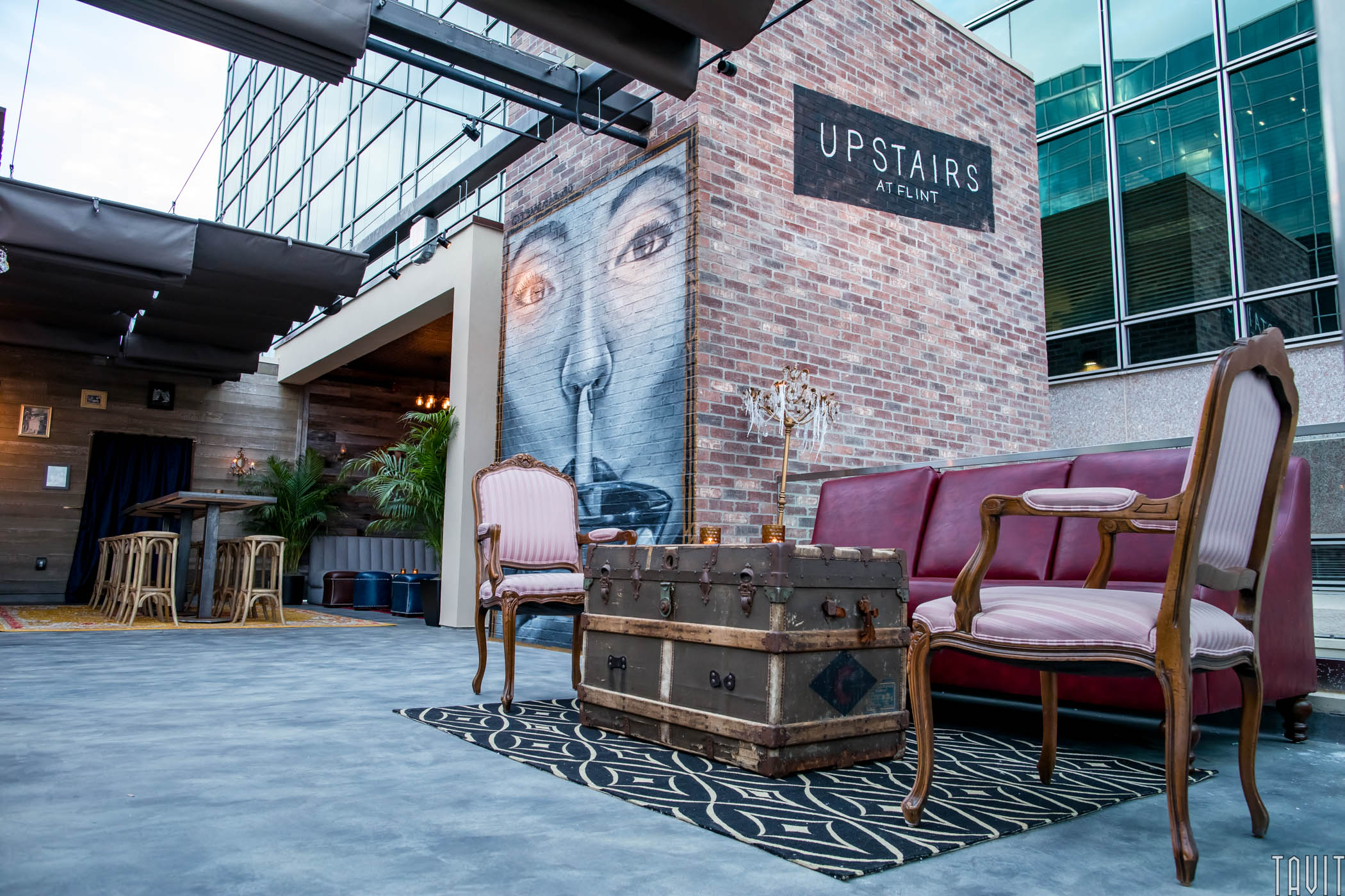 Rooftop bar seating area