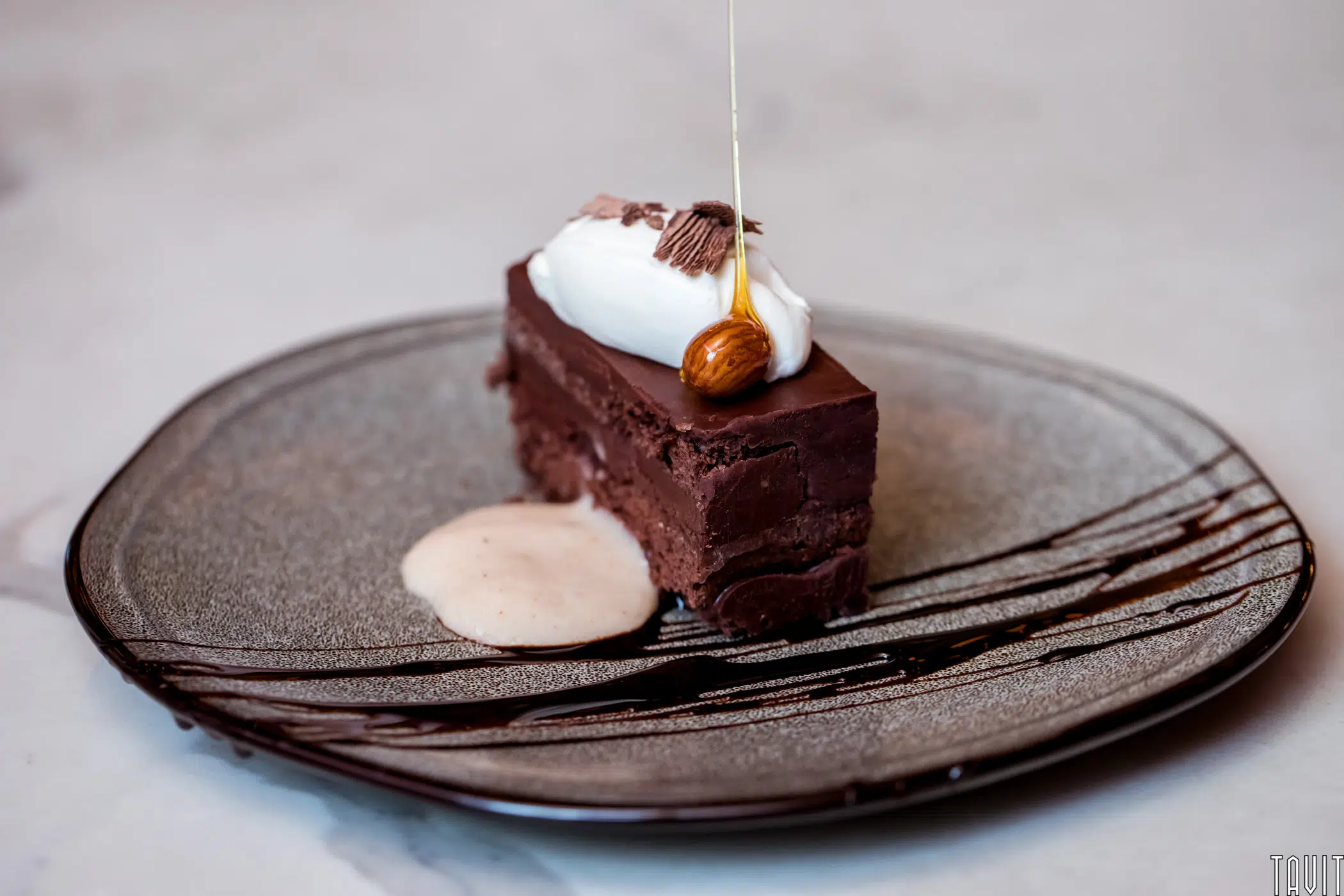 Chocolate cake close up
