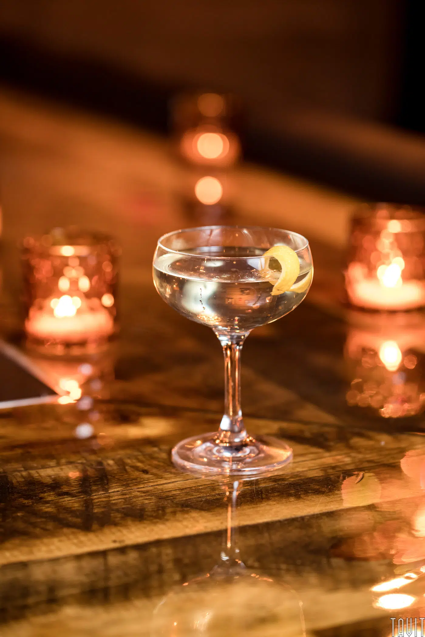 Cocktail with lemon twist