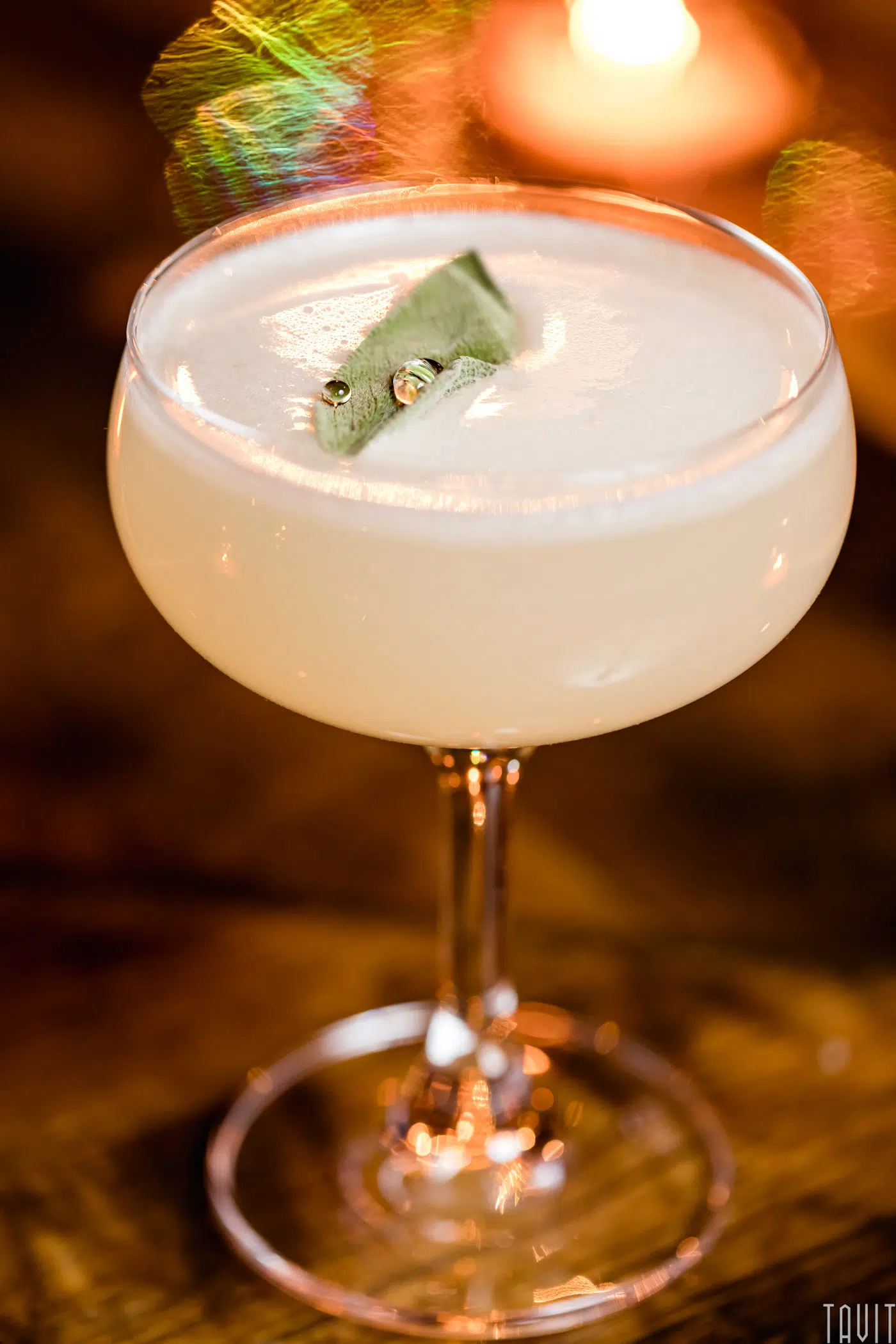 White cocktail in glass