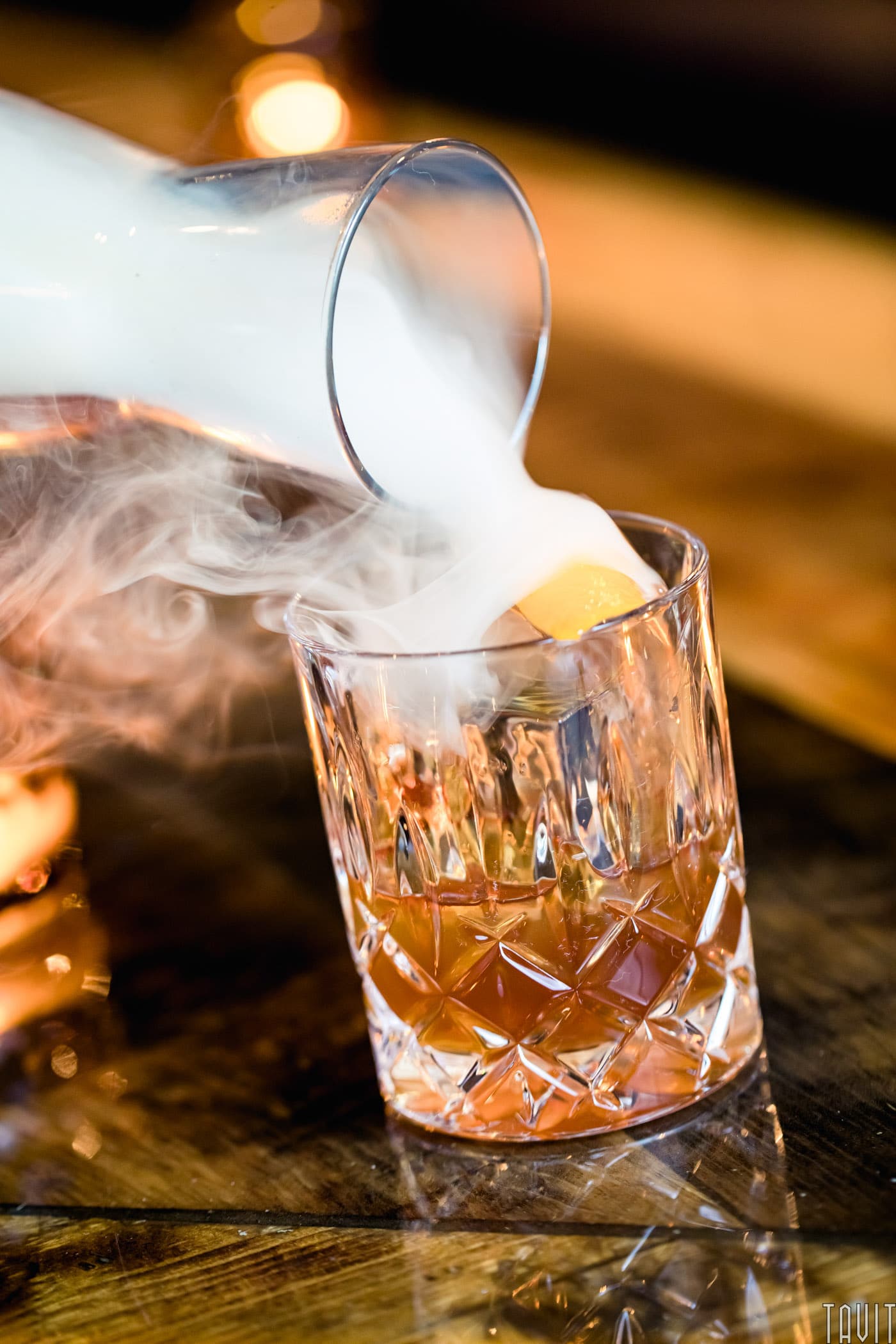 Cocktail glass with smoke