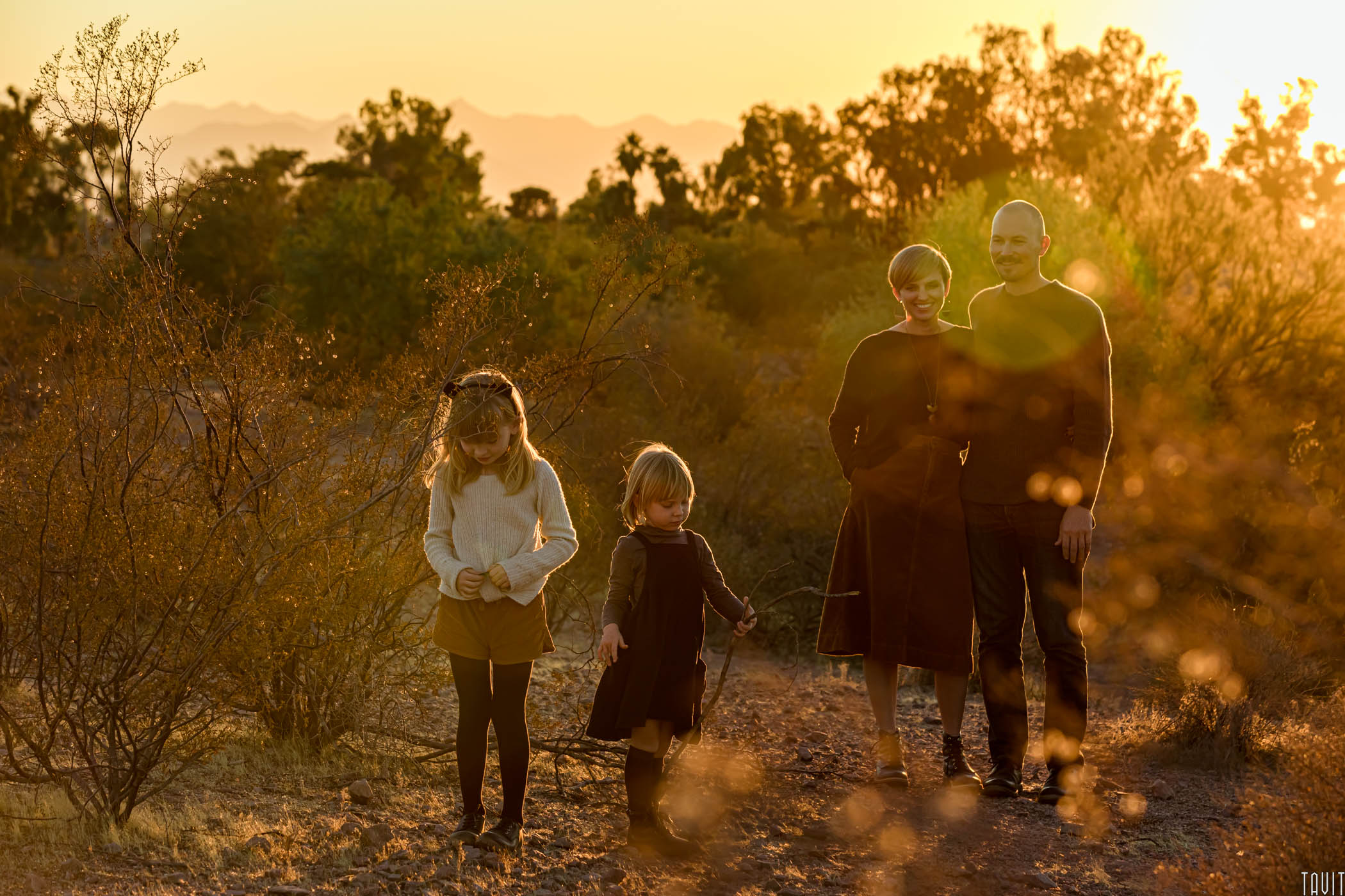 Happy family photo shoot in desert