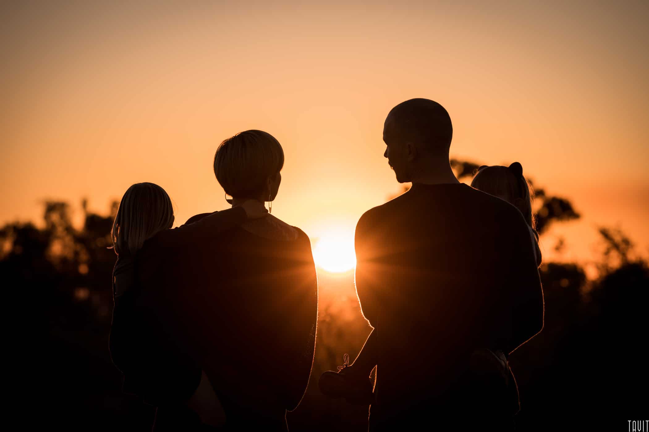 Artistic family silhouette sunset shot