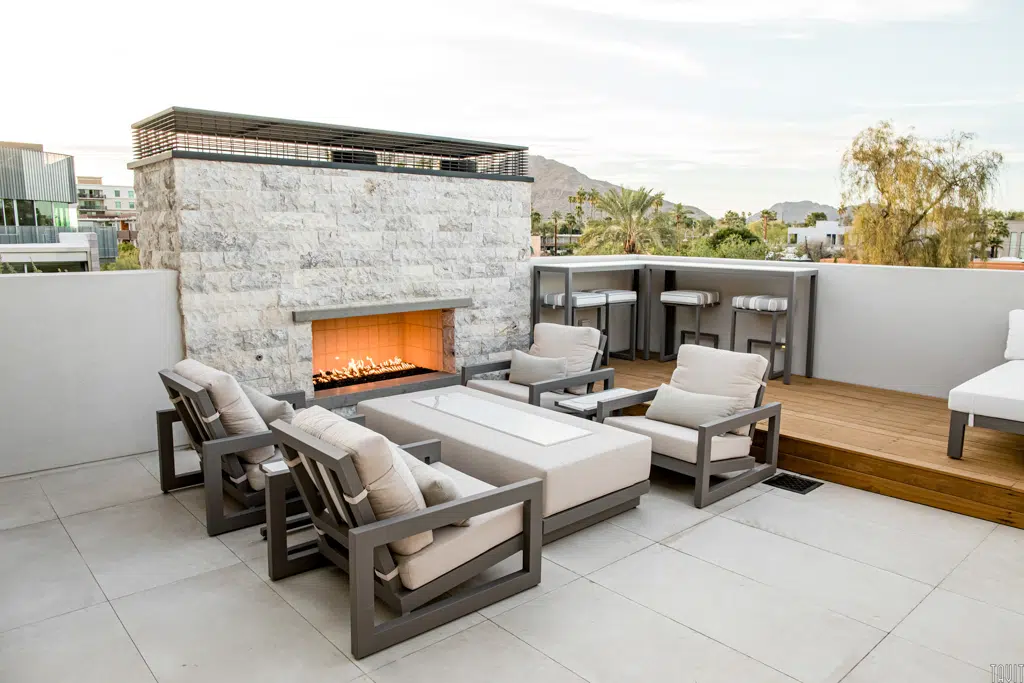 Professional shot of condo rooftop patio