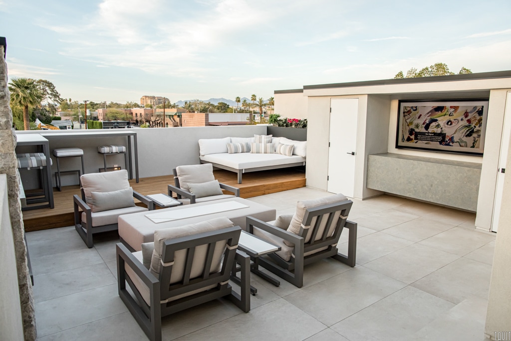 Professional photo of condo patio on rooftop