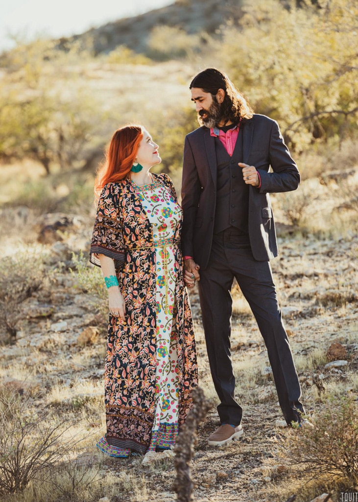 Husband and wife photo in desert