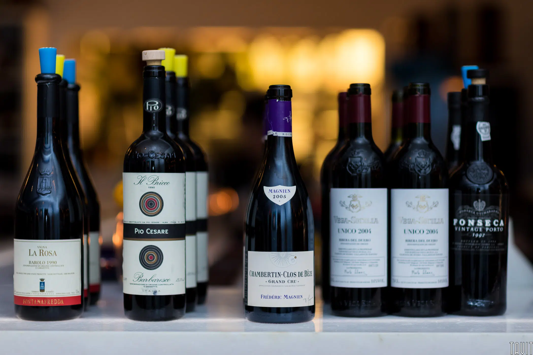 Display of wine bottles