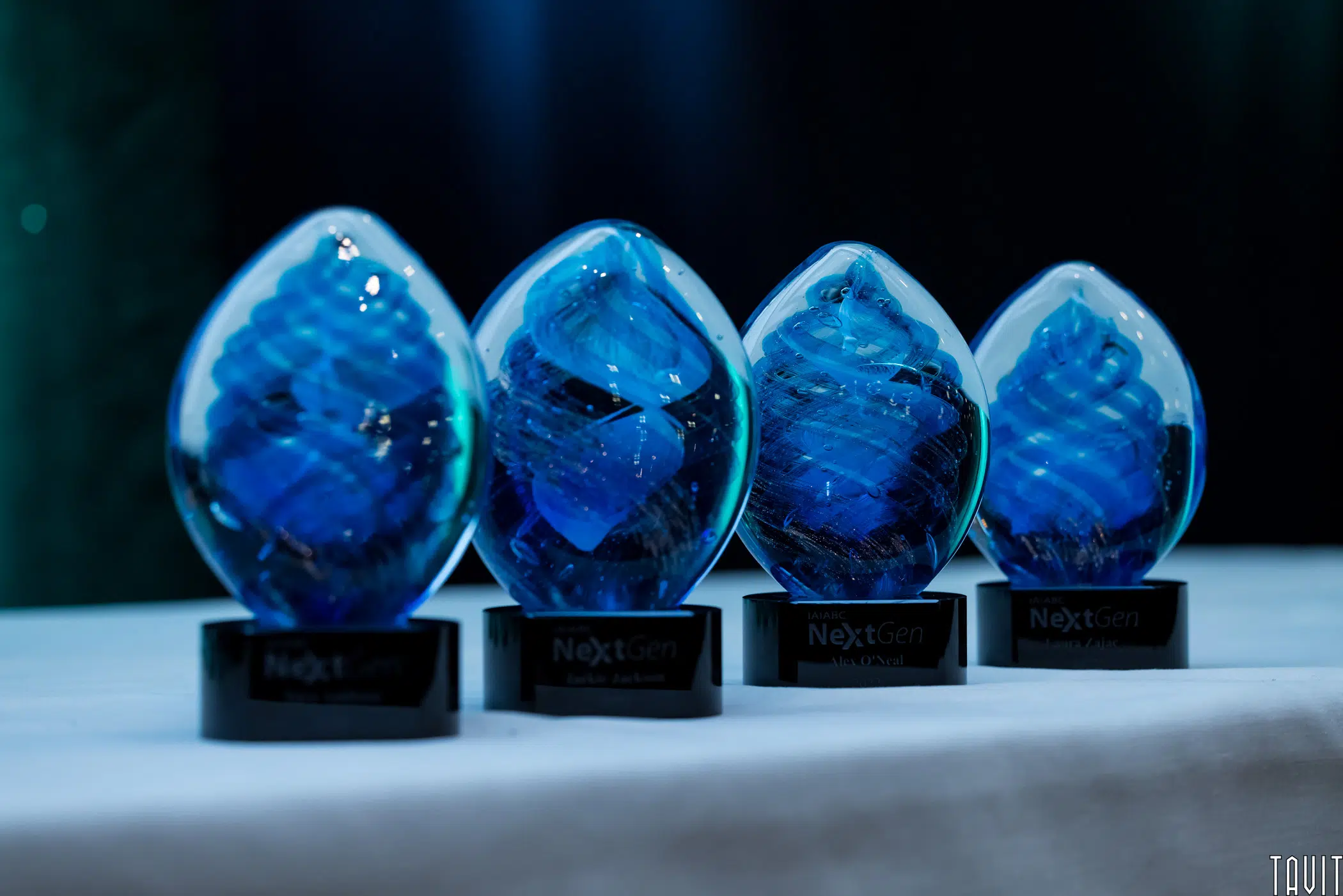 Close up of award trophies