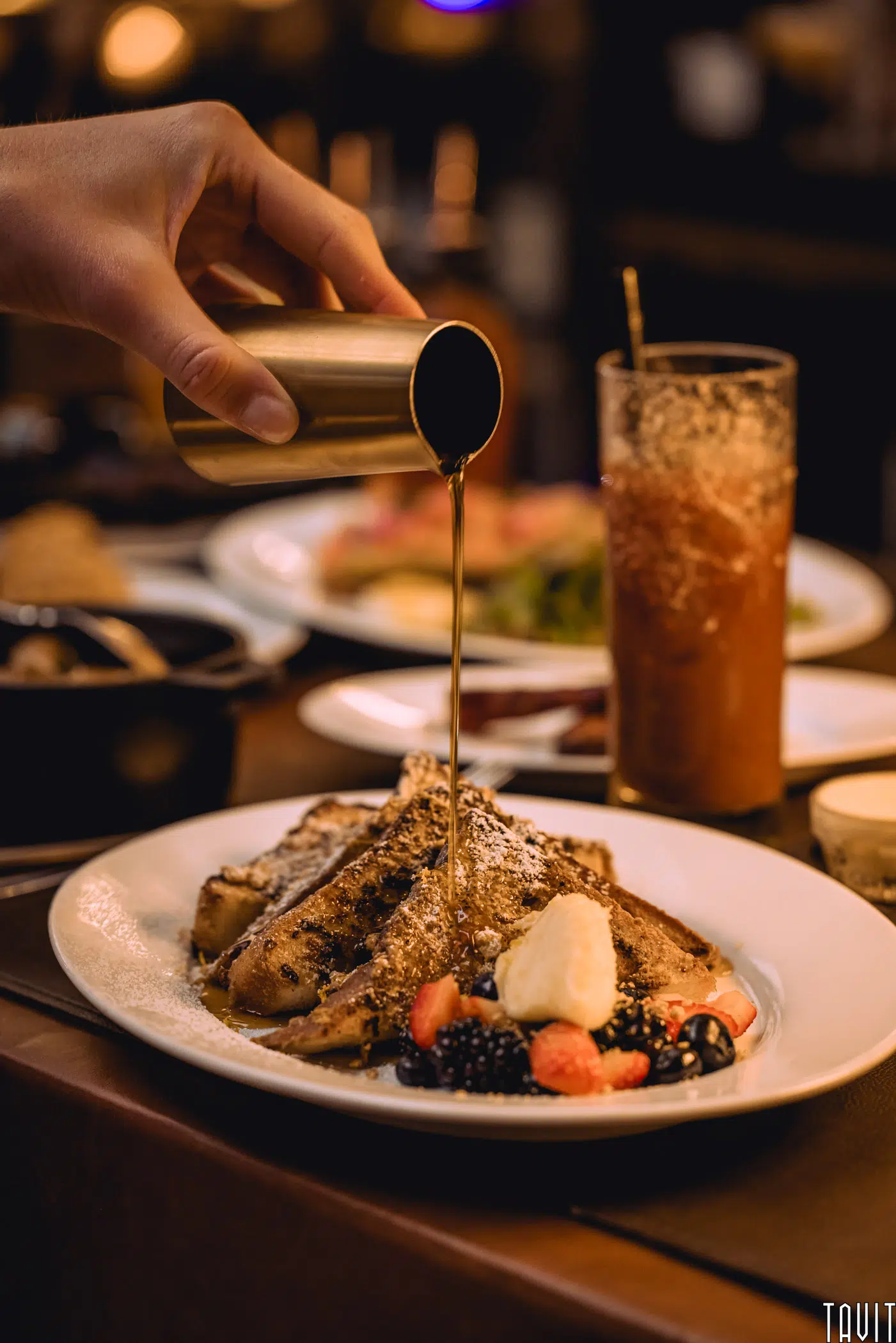 Drizzle of syrup on French toast