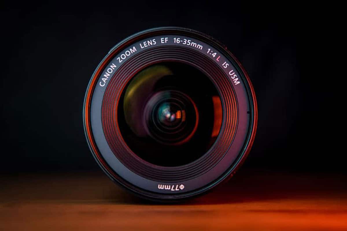 Close up of Canon camera lens