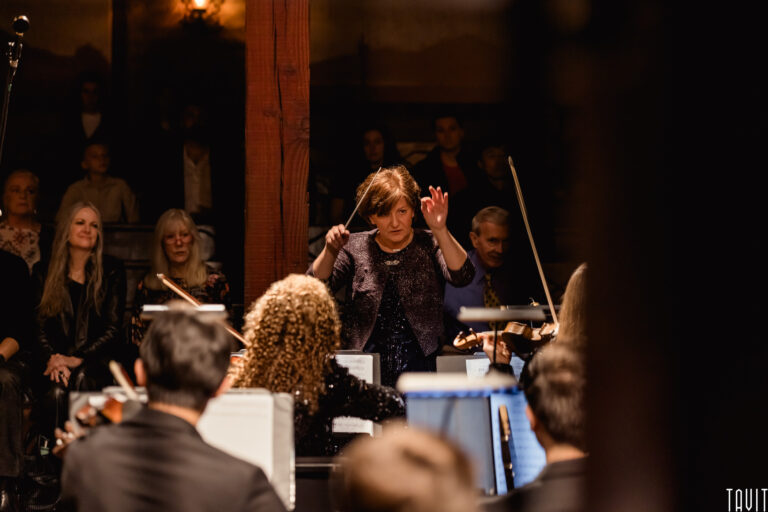 Conductor leading orchestra