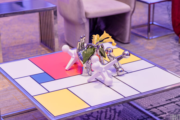 Abstract art table with giant jacks