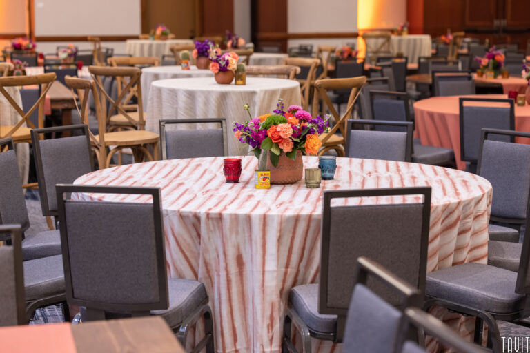 Reception tables with desert plant center pieces