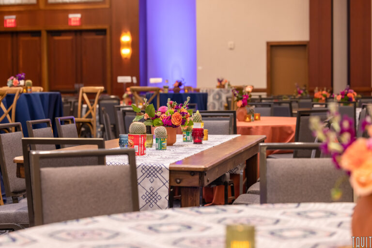 Tables with cacti center pieces