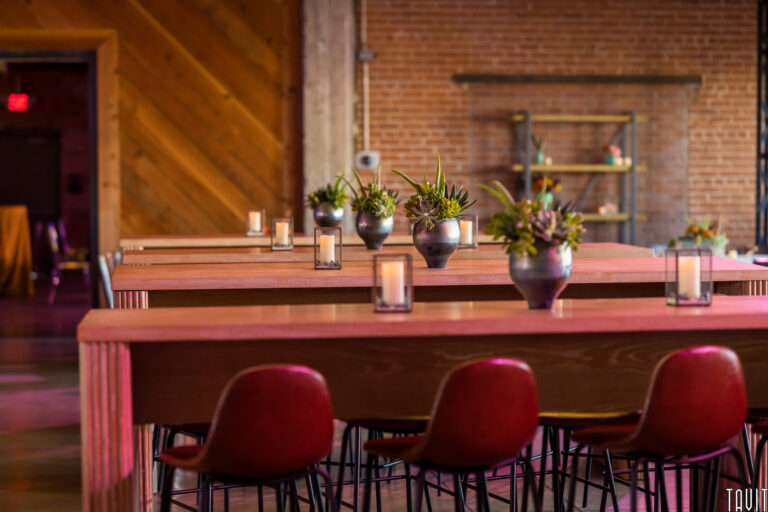 Banquette tables with chairs